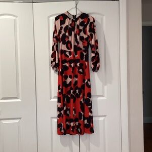 Elegant Long Sleeve Red and Black Dress
